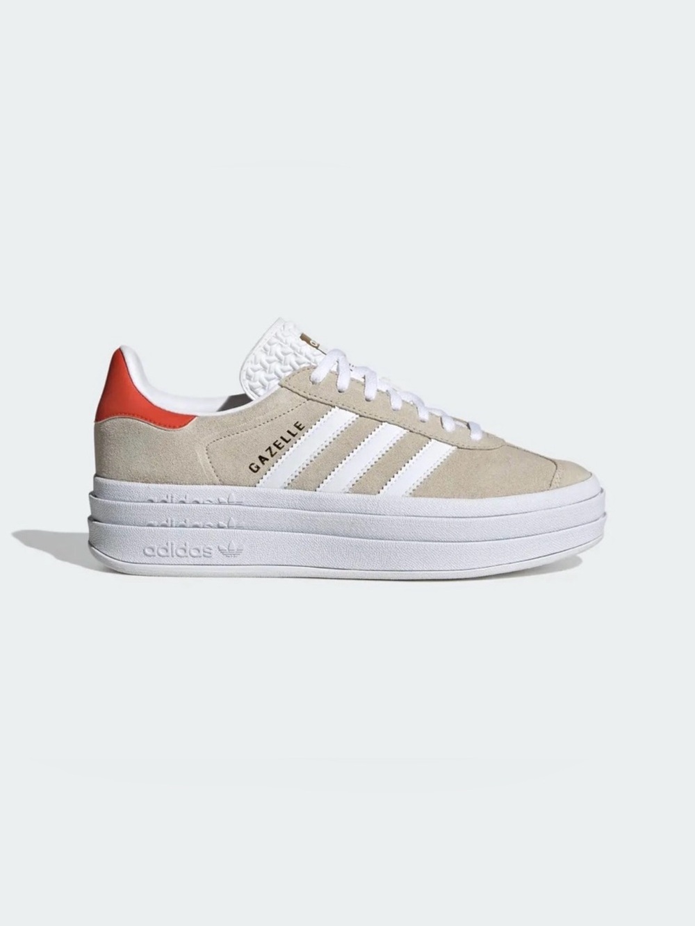 adidas Gazelle Platform Suede Sneakers in Beige, White & Orange